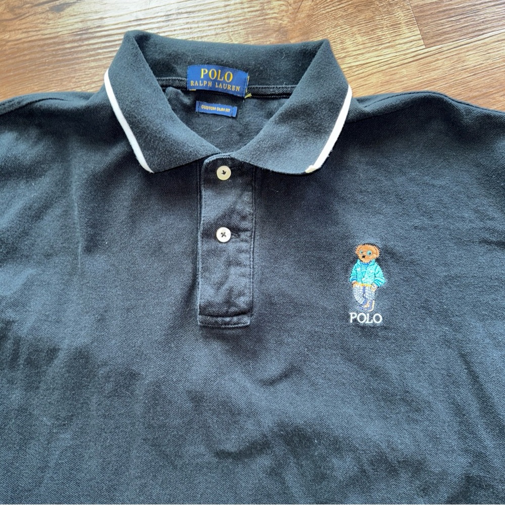 Polo Ralph Lauren Custom Slim Fit Polo Bear Polo Shirt Embroidered Bear Size Med
